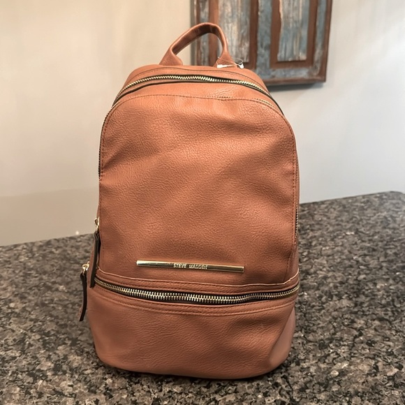 Steve Madden brown pebbled soft vegan leather backpack bag EUC main image 7